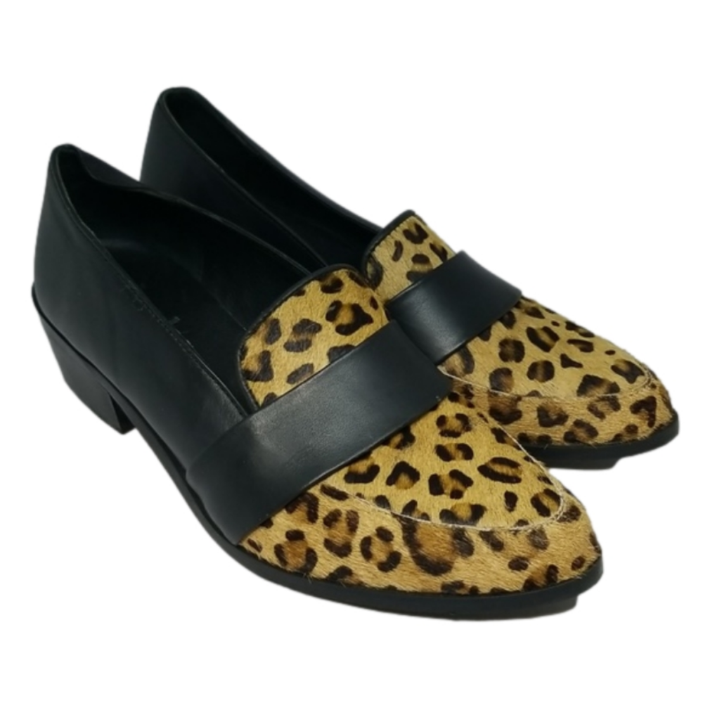 Charles By Charles David Slip On Leopard Print Leather Calf Hair Loafer